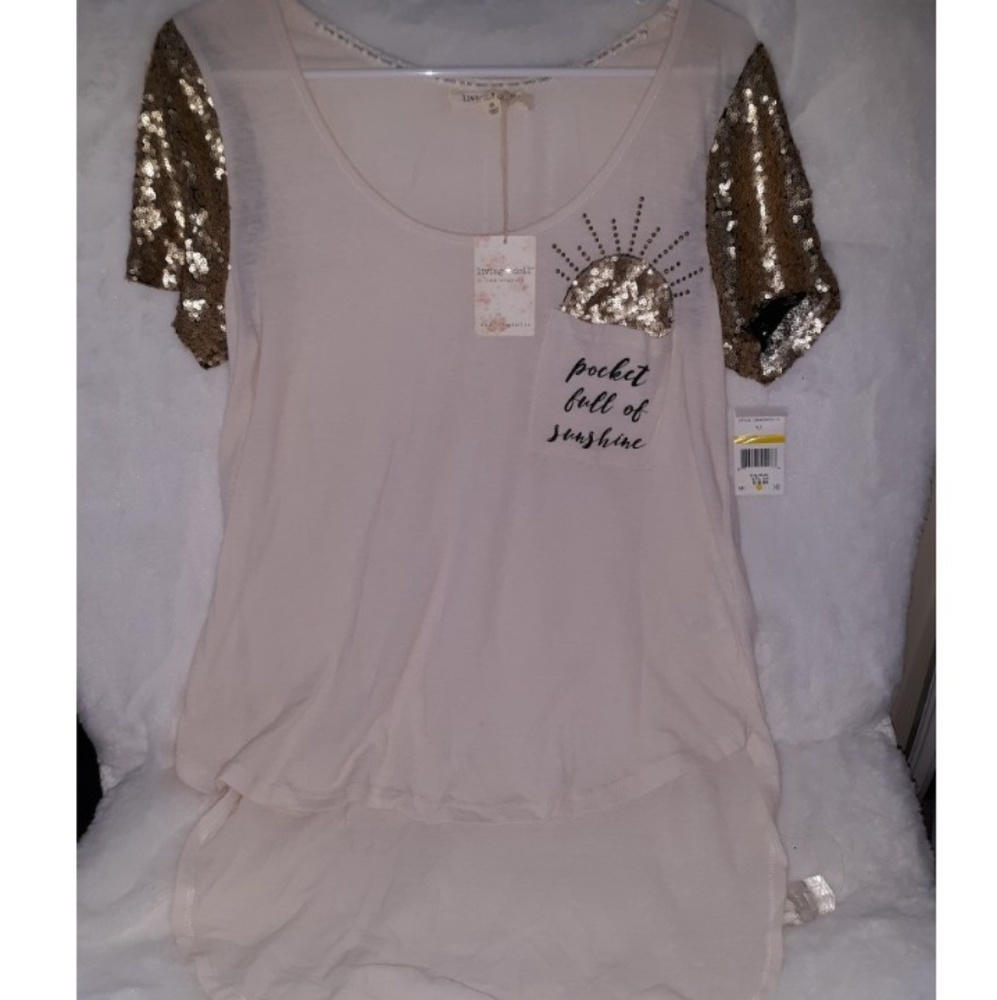 sequin high low shirt